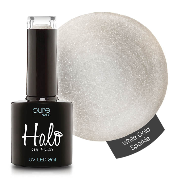 Halo Gel Polish 8ml White Gold Sparkle - Siena Distribution